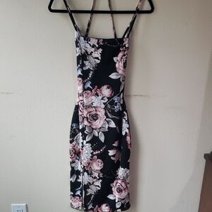 Floral Black and Pink Women's Dress